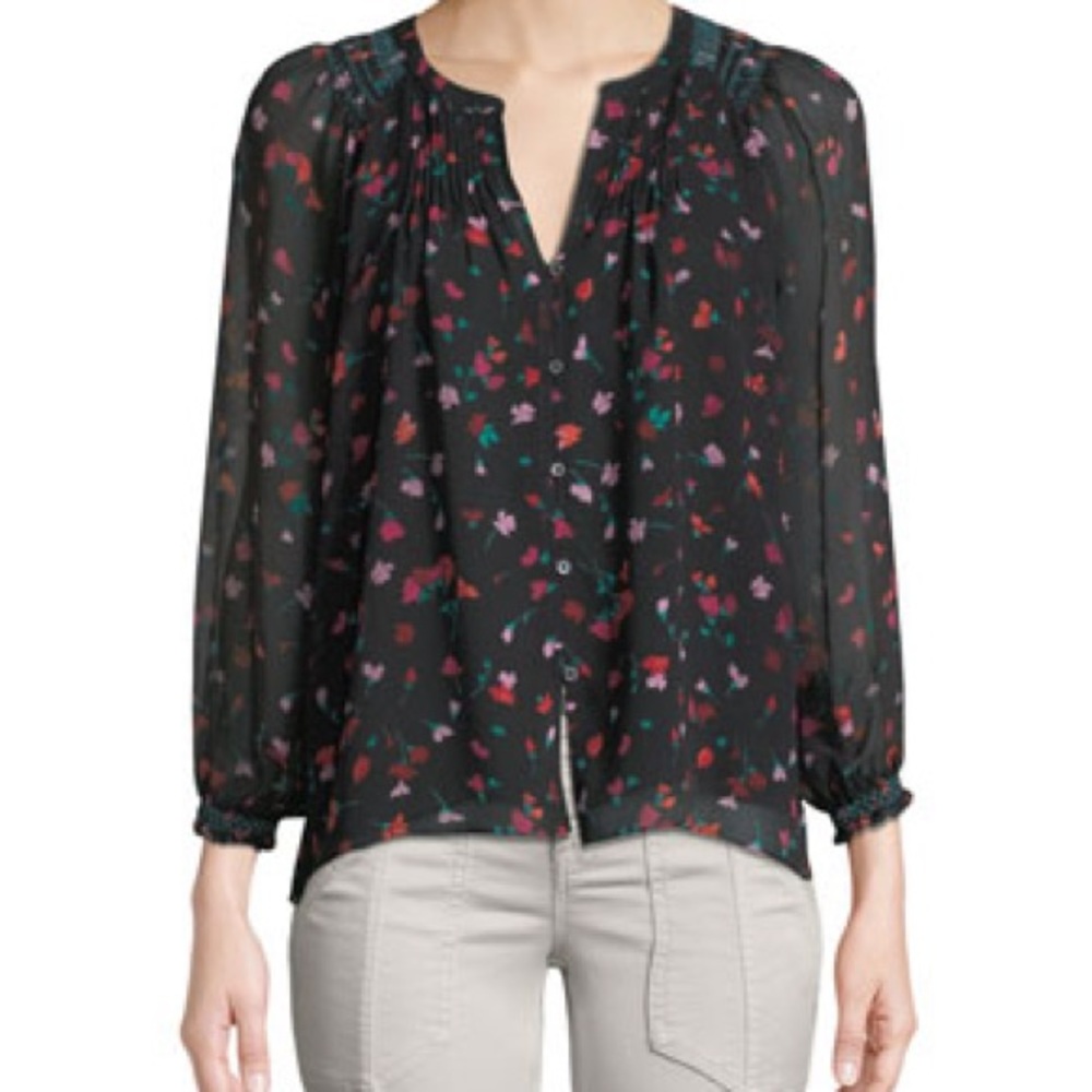 Joie Gontilda Silk Floral Long-Sleeve Top - Picture 4 of 10